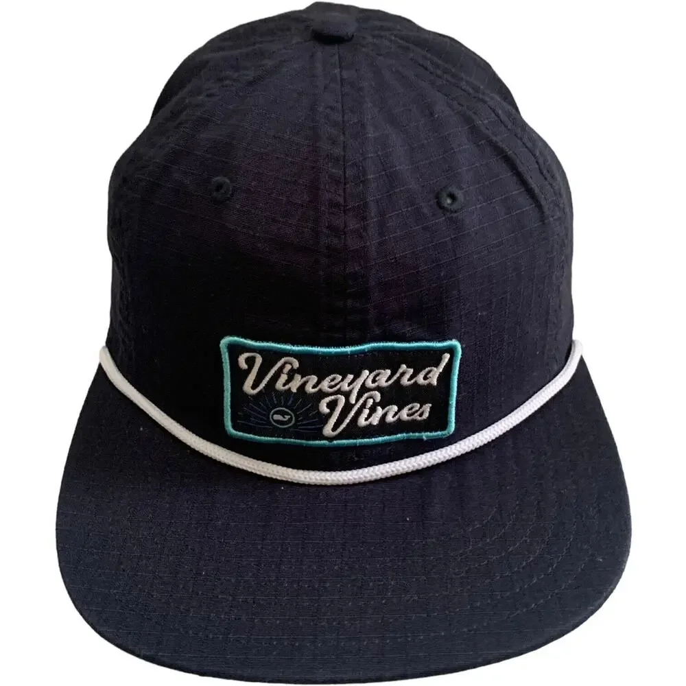 Vineyard Vines Script Patch Logo Ripstop Snapback Adjustable Hat Cap Brand New